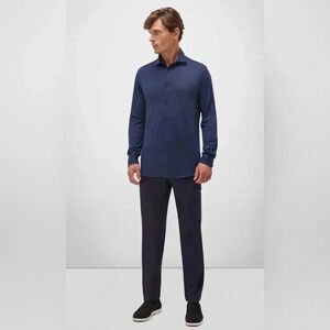 MAURIZIO BALDASSARI Suntory Wool Jersey Shirt Navy Blue Sz XL Made in Italy